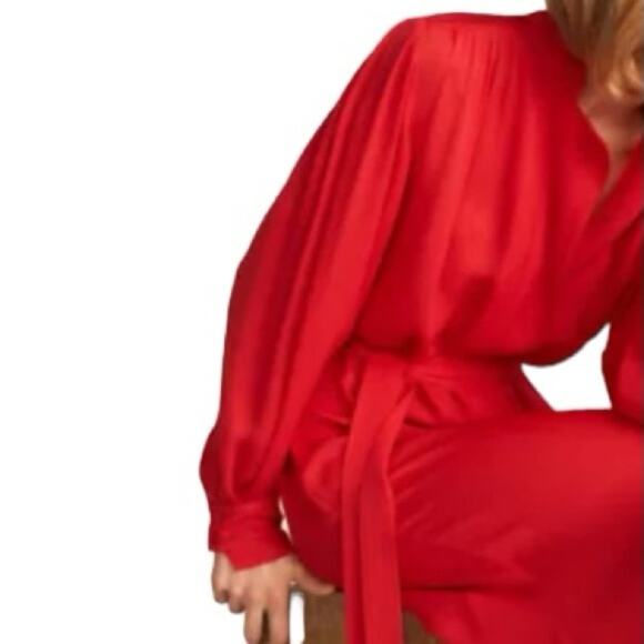 Rebecca Taylor Long Sleeve Red Silk Dress Medium New Retails $365 - Picture 7 of 12